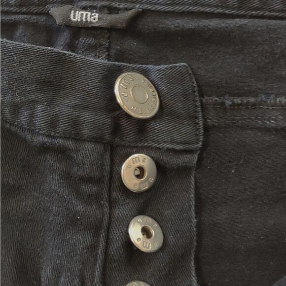UMA Black High Rise S Black Straight Ankle Length Button Front Jeans - Picture 3 of 6